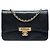 Wallet On Chain Bolsa transversal de corrente e carteira em pele de cabra acolchoada preta com CC dourado Chanel Preto