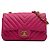 Mini borsa a tracolla Chanel Rectangular Classic Chevron in agnello rosa con patta singola