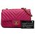 Mini borsa a tracolla Chanel Rectangular Classic Chevron in agnello rosa con patta singola - vista 12
