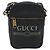 Mini borsa messenger in pelle stampata con logo Gucci e zip Nero