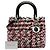 Borsa Lady Dior in tweed cannage con frange, misura Medium, nero e rosso - vista 12