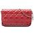 Portafoglio Lady Dior con catena in vernice cannage rosso a tracolla