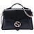Borsa satchel Gucci Small Dollar Calf Interlocking G nera Nero