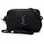 Borsa Lou in rafia intrecciata e pelle nera Saint Laurent Nero