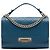 Bolsa Chanel azul em couro de vitelo granulado acolchoado tamanho Medium com fecho Label Click e alça de mão