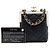 Clutch da sera Chanel CC trapuntata in acrilico e agnello nero con borsa a tracolla con catena - vista 7