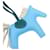 Charm de sac Blue Hermès Milo en agneau Grigri Rodeo PM Porte-clés Bleu  - vue 2