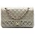 Borsa a tracolla Chanel Medium Classic in agnello iridescente argento a doppia patta