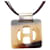 Brown Hermès Buffalo Horn Square Pendant Necklace  - view 1
