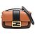 Borsa a tracolla Fendi Mini Bicolor Nappa Apolo Chain Baguette marrone