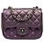Mini borsa Chanel Single Flap Classic quadrata in pelle di agnello iridescente viola Porpora