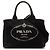 Tote Piccola borsa satchel in tela Canapa con logo nero Prada