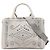 Borsa satchel in denim canapa grigio con gioielli e occhielli Prada Small