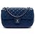 Petit sac à bandoulière Chanel Single Flap en agneau matelassé bleu avec perles