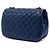 Petit sac à bandoulière Chanel Single Flap en agneau matelassé bleu avec perles - vue 2