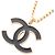 Collana con pendente Chanel CC in smalto nero e placcato oro