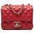 Borsa a tracolla Chanel Mini Square Classic Caviar con patta singola rossa Rosso