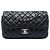 Borsa a tracolla Chanel Medium Classic Lambskin Double Flap nera Nero