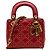 Lady Dior Mini Satchel aus rotem Lammleder mit Cannage-Steppung und Nieten