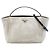 Borsa satchel in misto lino marrone Prada