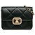 Clutch a tracolla Chanel in pelle di vitello trapuntata nera con strass e catena Nero