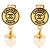 Brincos de pressão Chanel CC Gold Plated com gotas de pérolas falsas Dourado
