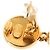 Brincos de pressão Chanel CC Gold Plated com gotas de pérolas falsas Dourado - vista 6