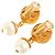Brincos de pressão Chanel CC Gold Plated com gotas de pérolas falsas Dourado - vista 7