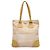 Beige Prada Vitello Trimmed Canvas Canapa Tote