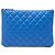 Blau Chanel Medium Quilted Lambskin O Case Clutch