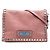 Borsa a tracolla Prada Glace Calfskin Studded Etiquette Flap rosa