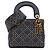 Borsa Lady Dior Supple in denim blu con borchie cannage Mini