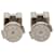 Pink Hermès Palladium Plated Enamel Cage dH Cube Push Back Earrings  - view 2
