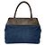 Borsa Tote Chanel Coco Mark Stitch in denim e pelle Marrone Blu - vista 3