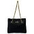 Céline CELINE Vintage Blazon Triomphe Leder-Schultertasche mit Kette Schwarz