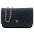 Chanel Wallet on chain / Woc mini in pelle liscia grigio scuro e finiture argentate Grigio antracite