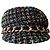 Autre Marque Edward Achour Paris Tweed-Cap mit Goldkette Schwarz Mehrfarben