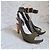 Céline Celine Décolleté platform in pelle verniciata Marrone Bianco Verde - vista 3