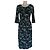 Autre Marque Vestido de seda Samantha Sung New York Estampado Abstracto Negro Blanco Gris Azul oscuro