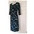 Autre Marque Vestido de seda Samantha Sung New York Estampado Abstracto Negro Blanco Gris Azul oscuro - vista 2
