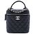 Chanel Vanity con manico e catena in pelle Caviar matelassé nera CC Nero