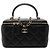 Piccolo Vanity Case Chanel in Pelle di Agnello Nera con Manico e Catena Nero