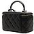Piccolo Vanity Case Chanel in Pelle di Agnello Nera con Manico e Catena Nero - vista 2