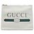 Clutch Portfolio Gucci in pelle di vitello bianca Medium con logo Bianco