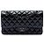 Chanel Black Medium Classic Shiny Crumpled Calfskin So Black Double Flap