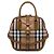 Borsa Burberry Brown Medium House Check Canvas Bridle Owl Orchard Marrone Marrone chiaro