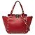 Borsa Satchel Trapeze Rockstud Valentino in pelle di vitello grana grossa rossa mini Rosso