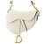 Sac Saddle Dior en veau grainé blanc - vue 6