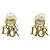 Pendientes de botón Christian Dior oro y blanco Dorado