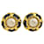 Pendientes de clip Chanel negros y dorados  - vista 1